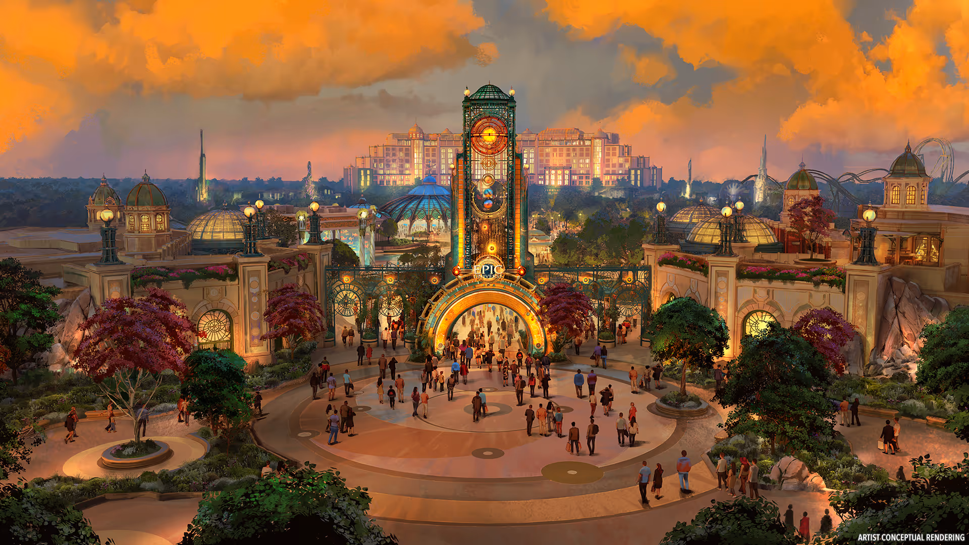 Foto de la entrada de Epic Universe, el nuevo parque de Universal Orlando